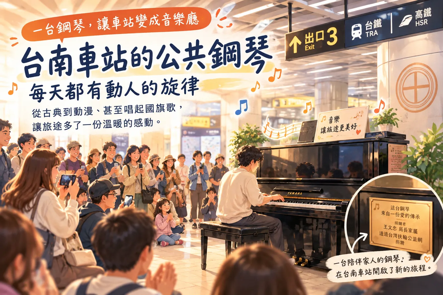 台南人到底多會彈琴?車站公共鋼琴變身音樂廳,背後還藏著一段40年的溫暖故事